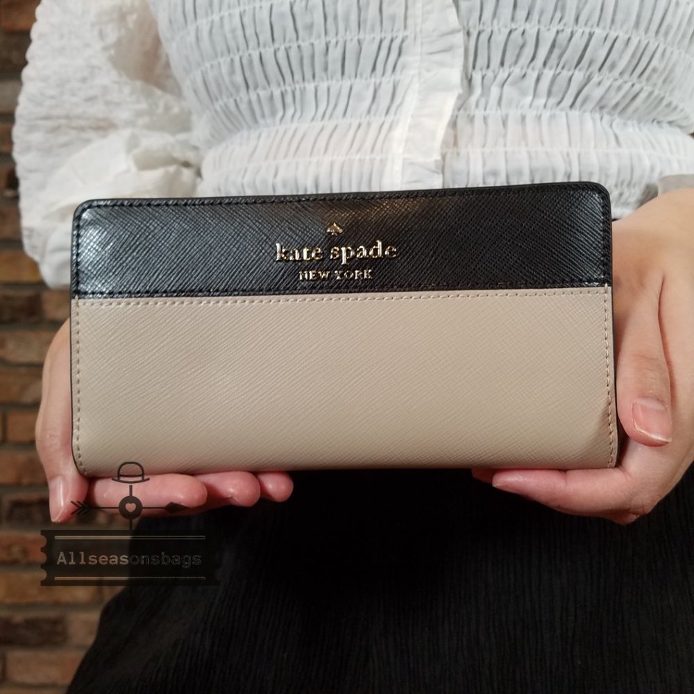 Kate Spade STACI Large SLIM BIFOLD Wallet Beige - Picture 6 of 7